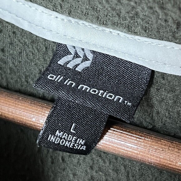 All In Motion Womens Large Jacket Solid Green 1/2 Zip Pullover Hooded Pockets - Picture 4 of 9